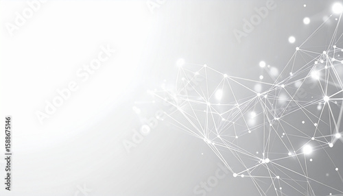 白背景に浮かぶ抽象的なネットワーク構造