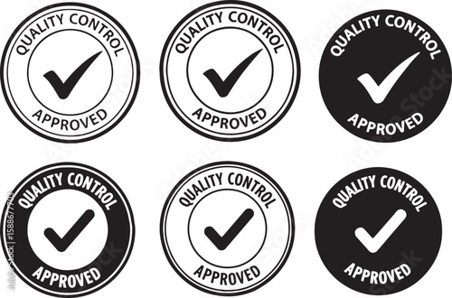Quality control approved check mark seals stamp, quality control, approved, check mark, seal, stamp, certification, verification, validation, endorsement, acceptance, confirmation, compliance, standar