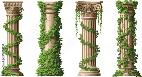 Ancient greek column with ivy