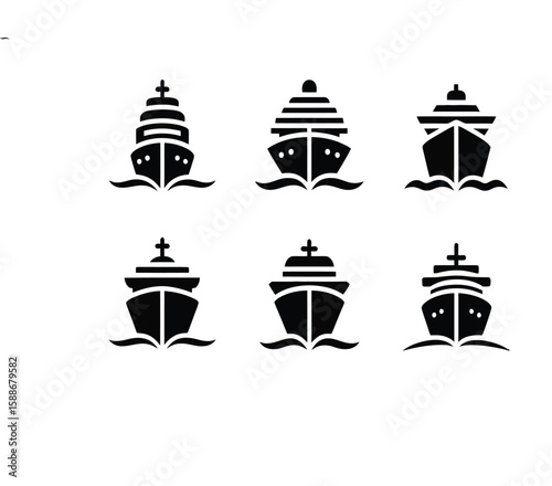 set of vector silhouettes of houses