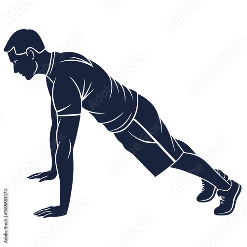 Man Performing Plank Exercise: Fitness, Workout, Strength Training Guide