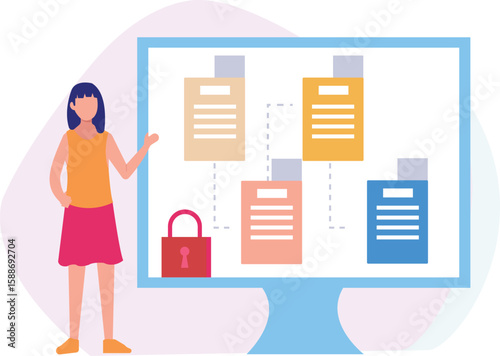 A girl is locking her documents.