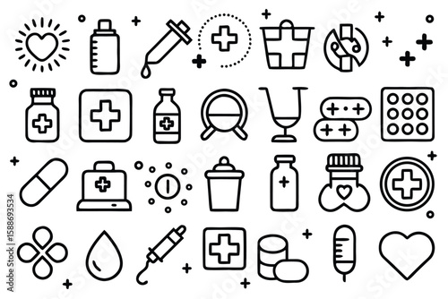 Medical healthcare and wellness icons symbols