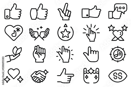 Hand gestures and symbols collection thumbs up pointing finger