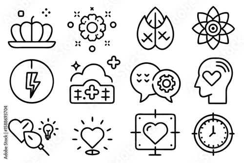 Minimalist Icons Representing Health Wellness and Ideas medical heart