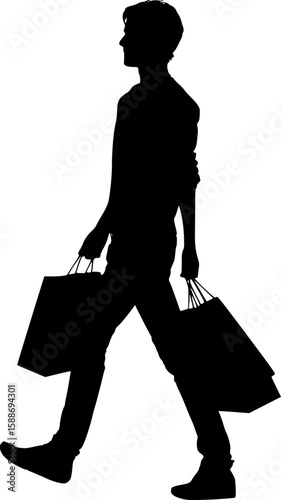 Man Carrying Bags While Walking Silhouette