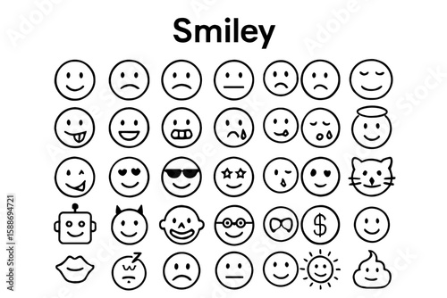 Smiley Solid Icon Set: Happy Face, Emotions, and Positive Feelings