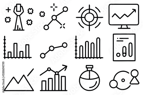 Set of Business and Finance Icons analytics growth