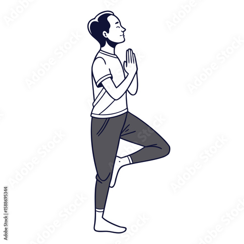 Person Practicing Tree Pose Yoga: A Guide to Balance and Mindfulness