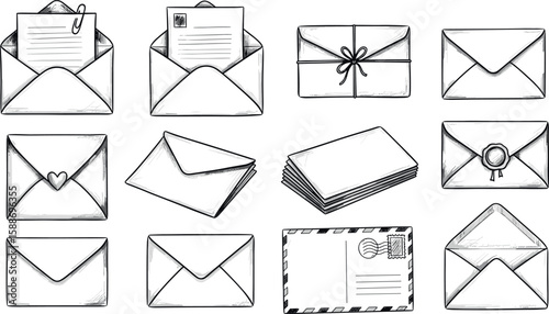 Retro envelope sketch set