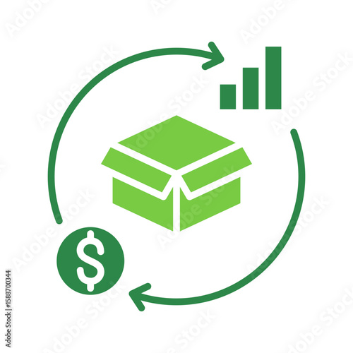 Inventory Turnover Icon Vector Illustration Green Version