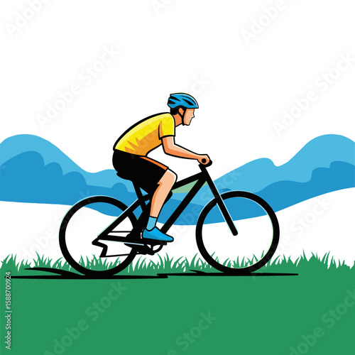 Cycling Vector Illustration for Sport and Outdoor Activity Graphic