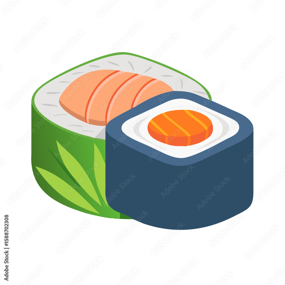 sushi roll icon with seaweed and rice flat vector icon for website design and mobile app	