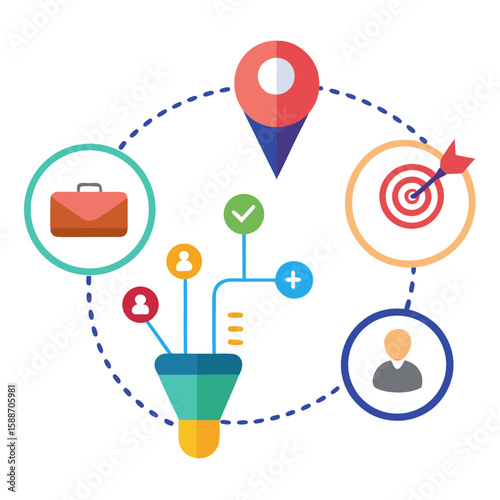 Social network connection with people and global communication icons