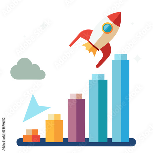 Business growth graph with upward arrow showing financial success and progress