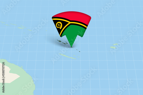Vanuatu Location Highlighted on Oceania Map with Flag Icon.
