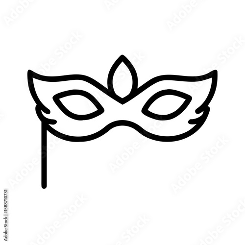 Decorative masquerade mask illustration in simple line style  