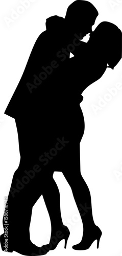 Couples Hugging Each Other Silhouette Vector