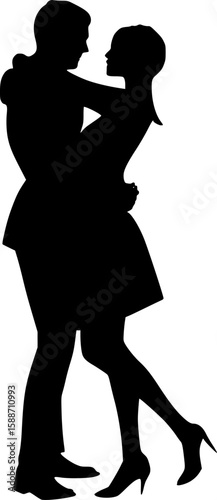 Couples Hugging Each Other Silhouette Vector