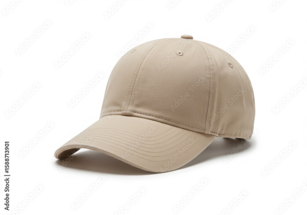 Plain tan baseball cap with curved brim isolated on white background Plain tan baseball cap with curved brim isolated on white background