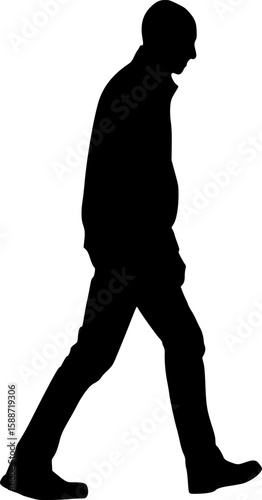 Man Walking in Side View Silhouette Vector