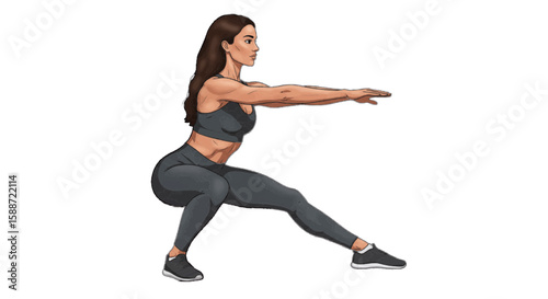 
Woman doing Bulgarian split squat, vector