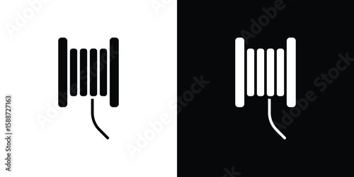 Wire coil icon black flat pictogram. For graphic and web design.