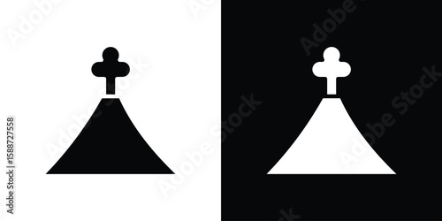 Volcano icon black flat pictogram. For graphic and web design.