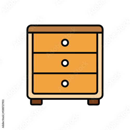 Vector art of a simple brown chest of drawers with three drawers