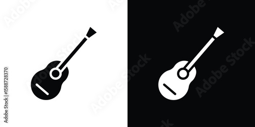 Ukulele icon black flat pictogram. For graphic and web design.
