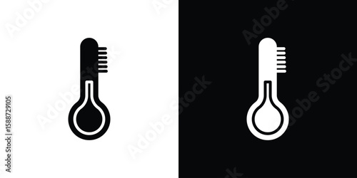 Thermometer icon black flat pictogram. For graphic and web design.