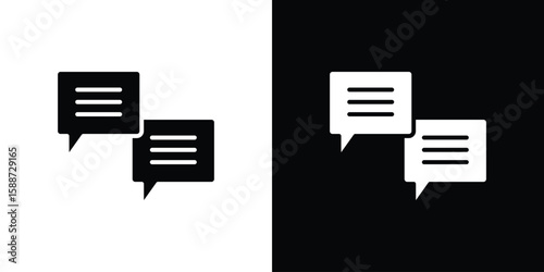 Text chat icon black flat pictogram. For graphic and web design.