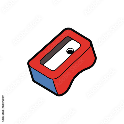 Vector art of a colorful icon of a manual pencil sharpener