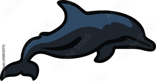 Dolphin in the depths: A captivating illustration of a sleek dolphin gracefully gliding through an aquatic realm.
