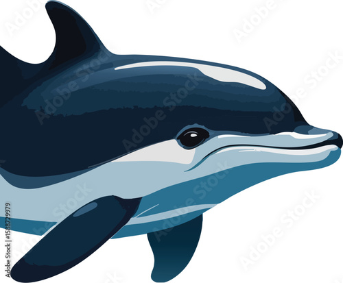 Playful Dolphin Portrait: A captivating illustration of a graceful dolphin, its sleek body and intelligent eye captured in exquisite detail. This artwork exudes joy and marine wonder.