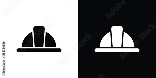 Safety helmet icon black flat pictogram. For graphic and web design.