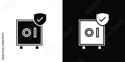 Safe icon black flat pictogram. For graphic and web design.