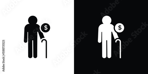 Retirement icon black flat pictogram. For graphic and web design.