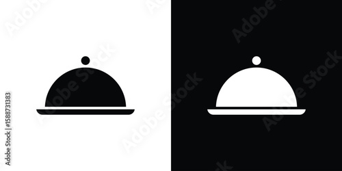 Restaurant Tray icon black flat pictogram. For graphic and web design.