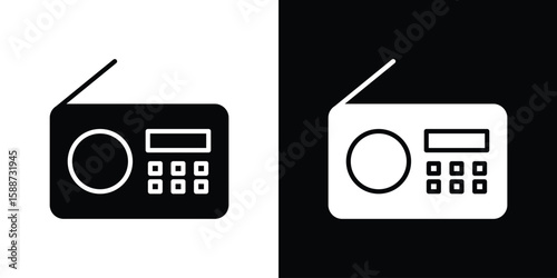 Radio icon black flat pictogram. For graphic and web design.