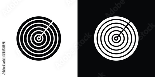 Radar detection icon black flat pictogram. For graphic and web design.