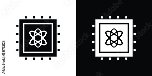Quantum computing icon black flat pictogram. For graphic and web design.