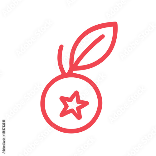 Minimalistic line drawing of a serviceberry in crayon style on transparent background