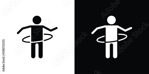 People Hula hop icon black flat pictogram. For graphic and web design.