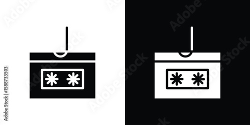 Password phishing icon black flat pictogram. For graphic and web design.