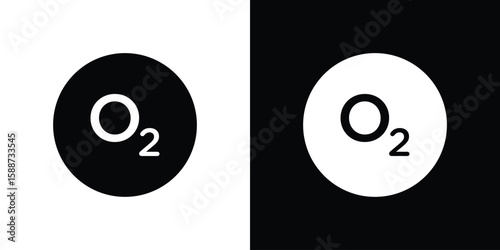 Oxygen O2 icon black flat pictogram. For graphic and web design.
