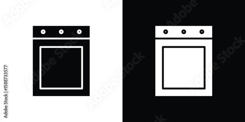 Oven icon black flat pictogram. For graphic and web design.