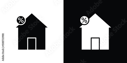 Mortgage rate icon black flat pictogram. For graphic and web design.