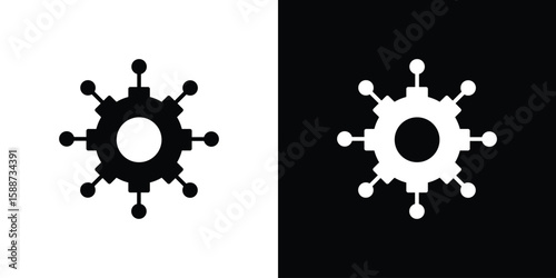 Microservices icon black flat pictogram. For graphic and web design.