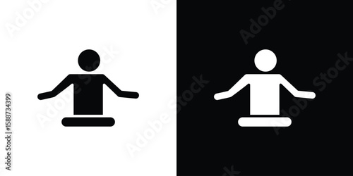 Meditating icon black flat pictogram. For graphic and web design.